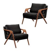 Kit 02 Poltronas Decorativas Madeira Maciça Super Luxo Itália - Zahav Estofados