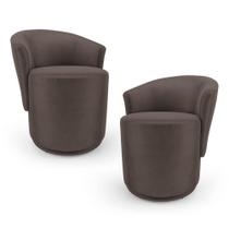 Kit 02 Poltronas Decorativas Mavi Fixas Veludo Espuma D23 Marrom Abmaza