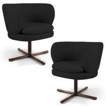 Kit 02 Poltronas Decorativas Melissa Base Xis Giratória B-300 Veludo Preto - Domi Kit 02 Poltronas Decorativas Melissa Base Xis Giratória B-300 Veludo Preto - Domi