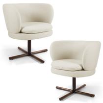 Kit 02 Poltronas Decorativas Melissa Base Xis Giratória B-309 Veludo Bege - Domi