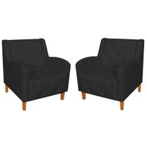 Kit 02 Poltronas Decorativas Munique Pés Trapézio Suede Preto - DS Estofados Kit 02 Poltronas Decorativas Munique Pés Trapézio Suede Preto - DS Estofados