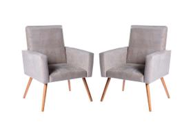 Kit 02 Poltronas Decorativas Nina Bege para Sala Escritório Recepção Quarto Kit 02 Poltronas Decorativas Nina Bege para Sala Escritório Recepção Quarto