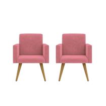 Kit 02 Poltronas Decorativas Nina Cadeira Recepção Rosa - Renascer Decor