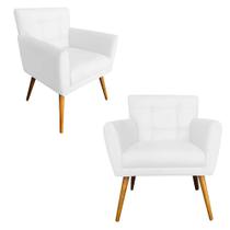 Kit 02 Poltronas Decorativas Onix Napa Branco - SA Móveis