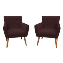 Kit 02 Poltronas Decorativas Onix Napa Marrom - DS Estofados