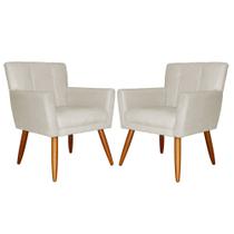 Kit 02 Poltronas Decorativas Onix Suede Bege - SA Móveis