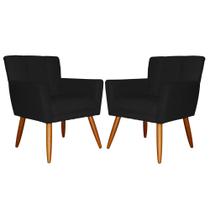 Kit 02 Poltronas Decorativas Onix Suede Preto - SA Móveis
