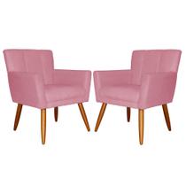 Kit 02 Poltronas Decorativas Onix Suede Rosa - SA Móveis