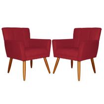 Kit 02 Poltronas Decorativas Onix Suede Vermelho - SA Móveis