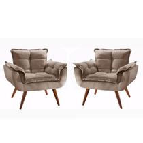 Kit 02 Poltronas Decorativas Opala Capuccino - King Decor
