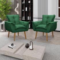 Kit 02 Poltronas Decorativas Opala Lux Sala Recepeção Verde - Visan Estofados