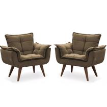 Kit 02 Poltronas Decorativas Opala Marrom - King Decor