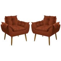 Kit 02 Poltronas Decorativas Opala Pés Palito - Sala