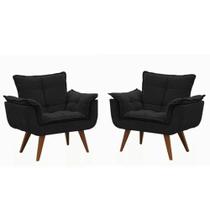 Kit 02 Poltronas Decorativas Opala Preto - King Decor