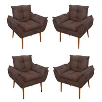 Kit 02 Poltronas Decorativas Opala Sala E Quarto Suede Marrom Balaqui Decor Kit 02 Poltronas Decorativas Opala Sala E Quarto Suede Marrom Balaqui Decor