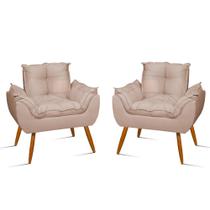 Kit 02 Poltronas Decorativas Opala - Sala, Quarto Bege