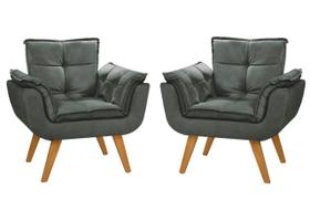 Kit 02 Poltronas Decorativas Opala Suede Grafite - Dora Bela