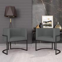 Kit 02 Poltronas Decorativas Oregon Preto Fosco/cinza - M. Arapongas Kit 02 Poltronas Decorativas Oregon Preto Fosco/cinza - M. Arapongas