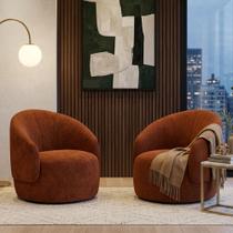 Kit 02 Poltronas Decorativas Orgânicas Saara Sala de Estar Living Luxo Bouclê Terracota - Abmaza