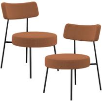 Kit 02 Poltronas Decorativas Para Sala De Estar Base Fixa Londres L02 Bouclê Terracota - Lyam Kit 02 Poltronas Decorativas Para Sala De Estar Base Fixa Londres L02 Bouclê Terracota - Lyam