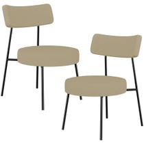 Kit 02 Poltronas Decorativas Para Sala De Estar Base Fixa Londres L02 Linho Bege Escuro - Lyam Kit 02 Poltronas Decorativas Para Sala De Estar Base Fixa Londres L02 Linho Bege Escuro - Lyam