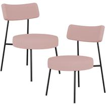 Kit 02 Poltronas Decorativas Para Sala De Estar Base Fixa Londres L02 Linho Rosê - Lyam Kit 02 Poltronas Decorativas Para Sala De Estar Base Fixa Londres L02 Linho Rosê - Lyam