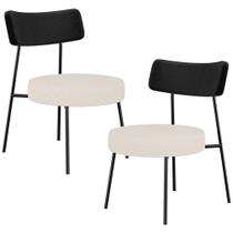 Kit 02 Poltronas Decorativas Para Sala De Estar Base Fixa Londres L02 material sintético Preto Linho Bege - Lyam Kit 02 Poltronas Decorativas Para Sala De Estar Base Fixa Londres L02 material sintético Preto Linho Bege - Lyam