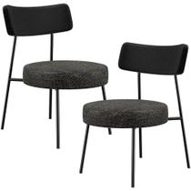 Kit 02 Poltronas Decorativas Para Sala De Estar Base Fixa Londres L02 material sintético Preto Linho Chumbo - Lyam Kit 02 Poltronas Decorativas Para Sala De Estar Base Fixa Londres L02 material sintético Preto Linho Chumbo - Lyam