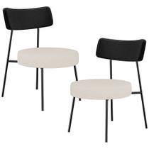 Kit 02 Poltronas Decorativas Para Sala De Estar Base Fixa Londres L02 material sintético Preto Linho Cru - Lyam Kit 02 Poltronas Decorativas Para Sala De Estar Base Fixa Londres L02 material sintético Preto Linho Cru - Lyam