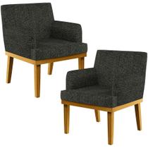 Kit 02 Poltronas Decorativas Para Sala de Estar Beatriz Linho Chumbo - Lyam Decor Kit 02 Poltronas Decorativas Para Sala de Estar Beatriz Linho Chumbo - Lyam Decor