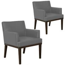 Kit 02 Poltronas Decorativas Para Sala de Estar e Recepção Beatriz Corano Cinza - Lyam Decor Kit 02 Poltronas Decorativas Para Sala de Estar e Recepção Beatriz Corano Cinza - Lyam Decor