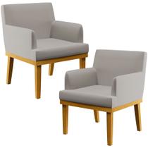 Kit 02 Poltronas Decorativas Para Sala de Estar e Recepção Beatriz Linho Bege - Lyam Decor