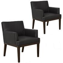 Kit 02 Poltronas Decorativas Para Sala de Estar e Recepção Beatriz W01 Material Sintético Preto - Lyam Decor Kit 02 Poltronas Decorativas Para Sala de Estar e Recepção Beatriz W01 Material Sintético Preto - Lyam Decor