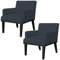 Kit 02 Poltronas Decorativas Para Sala de Estar e Recepção Beatriz W01 Suede Preto - Lyam Decor Kit 02 Poltronas Decorativas Para Sala de Estar e Recepção Beatriz W01 Suede Preto - Lyam Decor