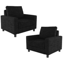 Kit 02 Poltronas Decorativas Para Sala De Estar E Recepção Malta L02 Linho Chumbo - Lyam Decor Kit 02 Poltronas Decorativas Para Sala De Estar E Recepção Malta L02 Linho Chumbo - Lyam Decor