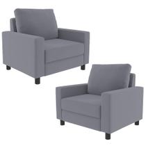 Kit 02 Poltronas Decorativas Para Sala De Estar E Recepção Malta L02 Suede Cinza - Lyam Decor Kit 02 Poltronas Decorativas Para Sala De Estar E Recepção Malta L02 Suede Cinza - Lyam Decor
