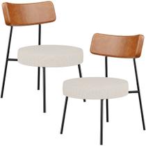 Kit 02 Poltronas Decorativas Para Sala De Estar Fixa Londres L02 material sintético Camel Linho Bege - Lyam Kit 02 Poltronas Decorativas Para Sala De Estar Fixa Londres L02 material sintético Camel Linho Bege - Lyam