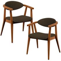 Kit 02 Poltronas Decorativas Para Sala De Estar Jantar Cecília B04 Suede Marrom