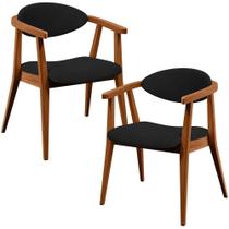 Kit 02 Poltronas Decorativas Para Sala De Estar Jantar Cecília B04 Suede Preto