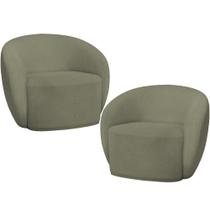 Kit 02 Poltronas Decorativas Para Sala de Estar Living Gliese K01 Bouclê Verde - Lyam Decor