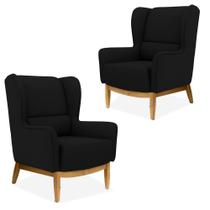 Kit 02 Poltronas Decorativas Para Sala de Estar Milena Base de Madeira Corano C-05 - Lyam Decor
