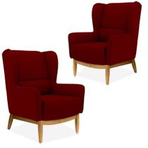 Kit 02 Poltronas Decorativas Para Sala de Estar Milena Base de Madeira Veludo Marsala B-278 - Lyam Decor Kit 02 Poltronas Decorativas Para Sala de Estar Milena Base de Madeira Veludo Marsala B-278 - Lyam Decor