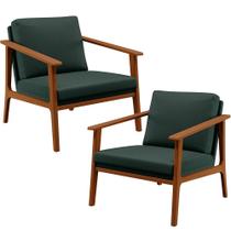 Kit 02 Poltronas Decorativas Para Sala de Estar Petra B04 Linho Verde Musgo - Lyam Decor Kit 02 Poltronas Decorativas Para Sala de Estar Petra B04 Linho Verde Musgo - Lyam Decor