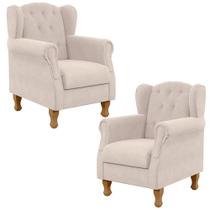 Kit 02 Poltronas Decorativas Para Sala de Estar Yara Suede Bege - Lyam Decor Kit 02 Poltronas Decorativas Para Sala de Estar Yara Suede Bege - Lyam Decor