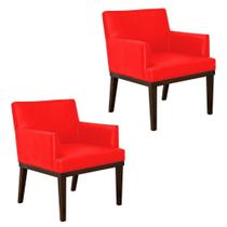 Kit 02 Poltronas Decorativas Para Sala E Escritório Vitória Corano Vermelho - DL Decor