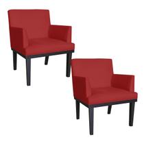 Kit 02 Poltronas Decorativas Para Sala E Escritório Vitória Corano Vermelho - LM DECOR