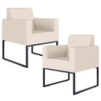 Kit 02 Poltronas Decorativas para Sala Recepção Base Fixa De Metal Helô L02 Suede Bege - Lyam Decor Kit 02 Poltronas Decorativas para Sala Recepção Base Fixa De Metal Helô L02 Suede Bege - Lyam Decor