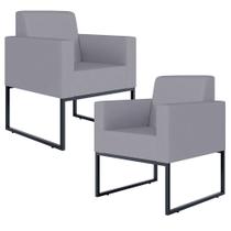Kit 02 Poltronas Decorativas para Sala Recepção Base Fixa De Metal Helô L02 Suede Cinza - Lyam Decor Kit 02 Poltronas Decorativas para Sala Recepção Base Fixa De Metal Helô L02 Suede Cinza - Lyam Decor