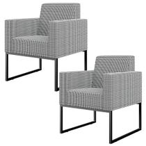 Kit 02 Poltronas Decorativas Sala Base fixa Metal Helô L02 Pied Poule - Lyam Decor Kit 02 Poltronas Decorativas Sala Base fixa Metal Helô L02 Pied Poule - Lyam Decor