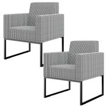 Kit 02 Poltronas Decorativas Sala Base fixa Metal Helô L02 Pied Poule - Lyam Decor Kit 02 Poltronas Decorativas Sala Base fixa Metal Helô L02 Pied Poule - Lyam Decor